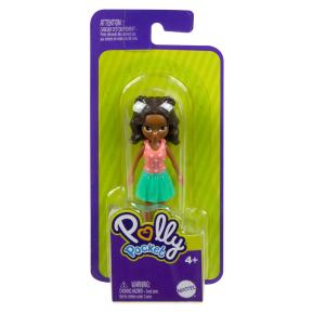 Mattel Polly Pocket Κούκλα 8,5cm με αξεσουάρ - Κούκλα ροζ μπλουζάκι- θαλασσί φούστα