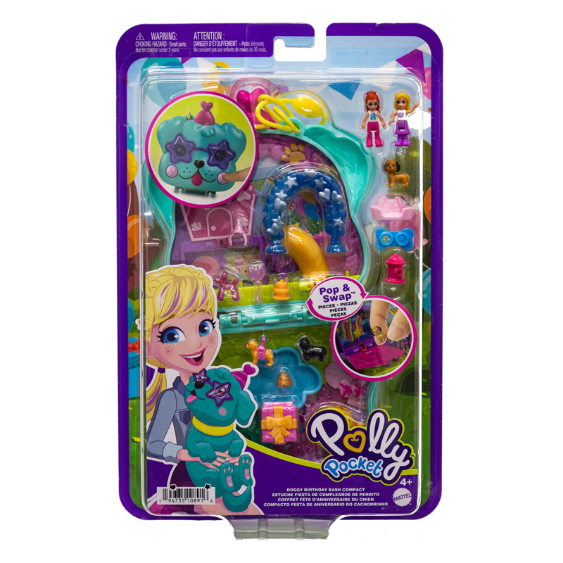 Mattel Polly Pocket Μίνι Ο Κόσμος της Polly Σετ Doggy Birthday Bash Compact