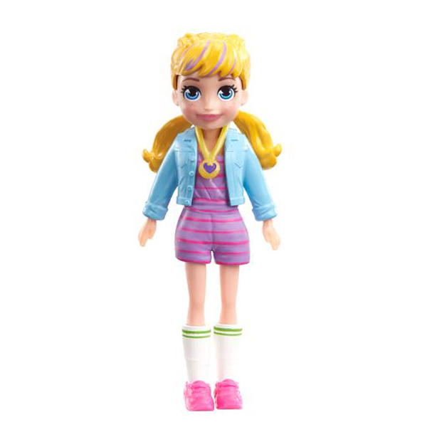 Mattel Polly Pocket Κούκλα με αξεσουάρ - Κούκλα Polly με ολόσωμο ριγέ σορτσάκι & μενταγιόν