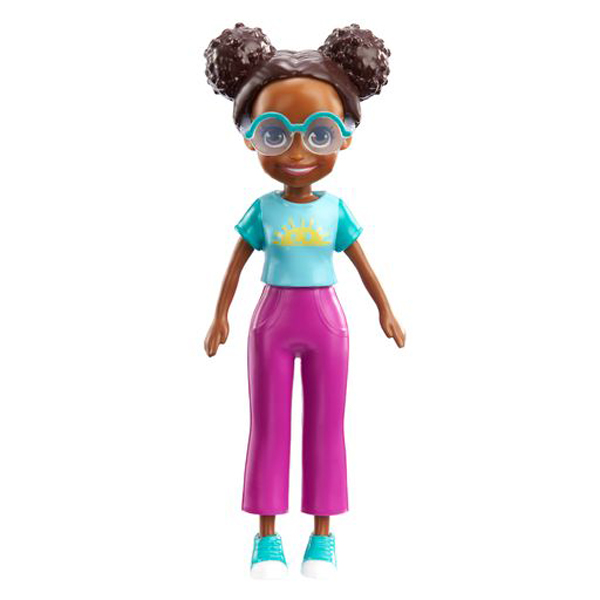 Mattel Polly Pocket Κούκλα με αξεσουάρ - Κούκλα Γαλάζια μπλούζα & φούξια παντελόνι
