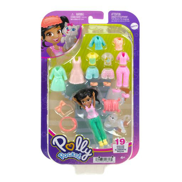 Mattel Polly Pocket D - Νέα Κούκλα με μόδες μεσαίο pack Χαλάρωση στο σπίτι