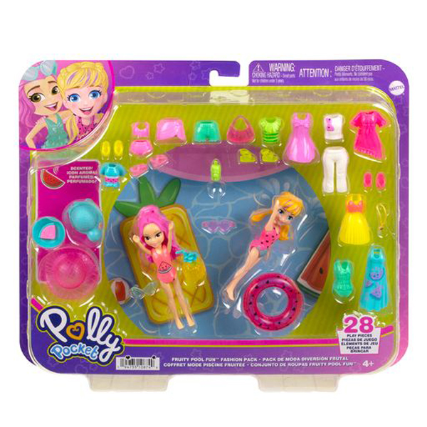 Mattel Polly Pocket G - Νέες Κούκλες με μόδες μεγάλο pack Fruity Pool Fun Fashion Pack