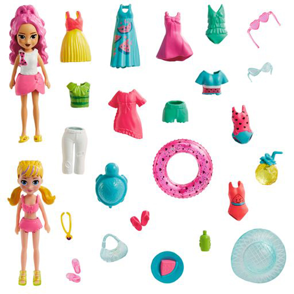 Mattel Polly Pocket G - Νέες Κούκλες με μόδες μεγάλο pack Fruity Pool Fun Fashion Pack