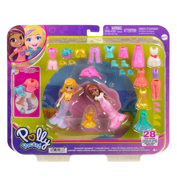 Mattel Polly Pocket - Νέες Κούκλες με μόδες μεγάλο pack Seashine Mermaid Fashion Pack