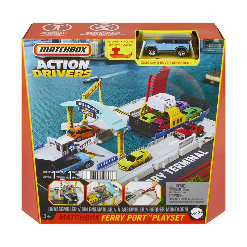 Mattel Matchbox Μικρά Σετ Δράσης Ferry Port & 2020 Land Rover Defender 90