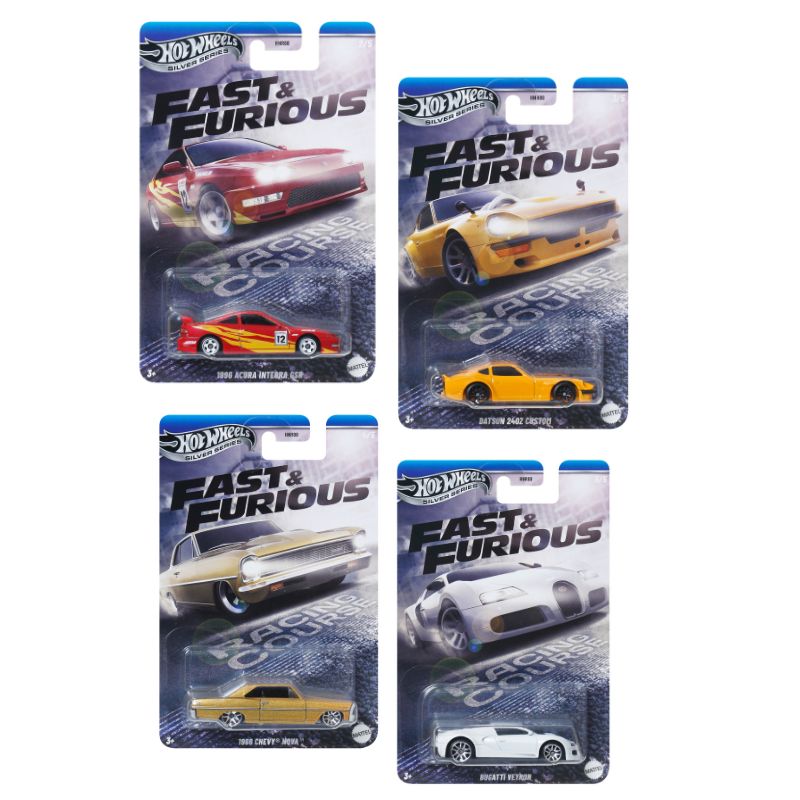 Mattel Hot Wheels Αυτοκινητάκια Ταινίες Fast & Furious Silver Series - Σετ των 4