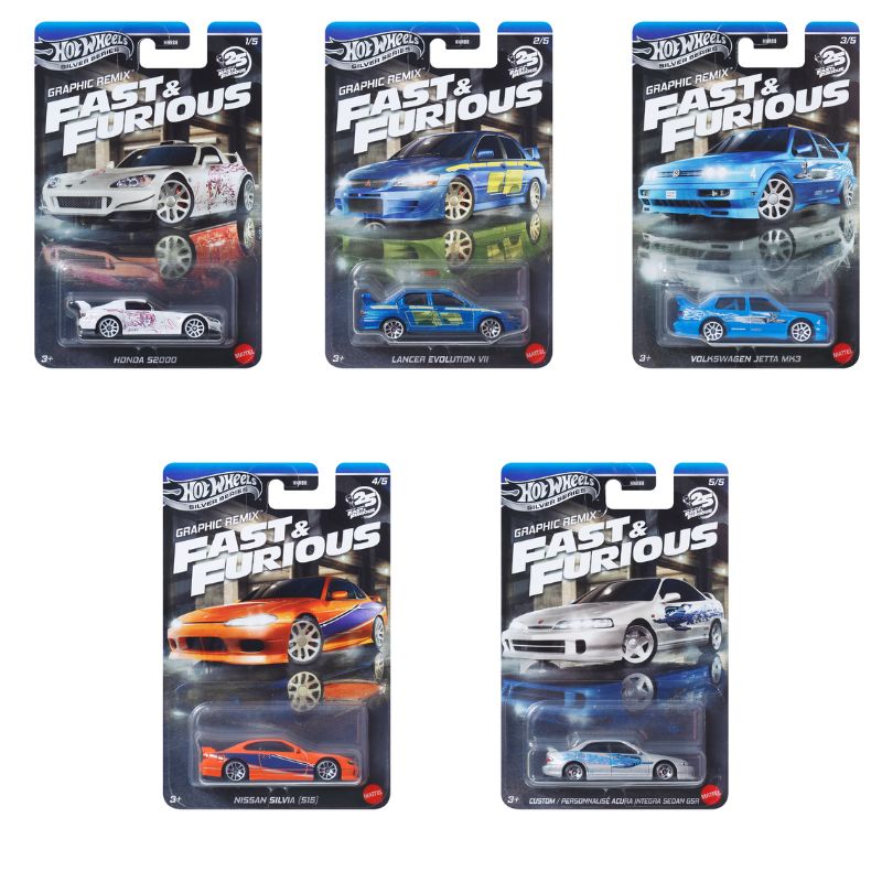 Mattel Hot Wheels Συλλεκτικά Fast & Furious 25th Anniversary Graphic Remix  Σετ των 5 (1-5)