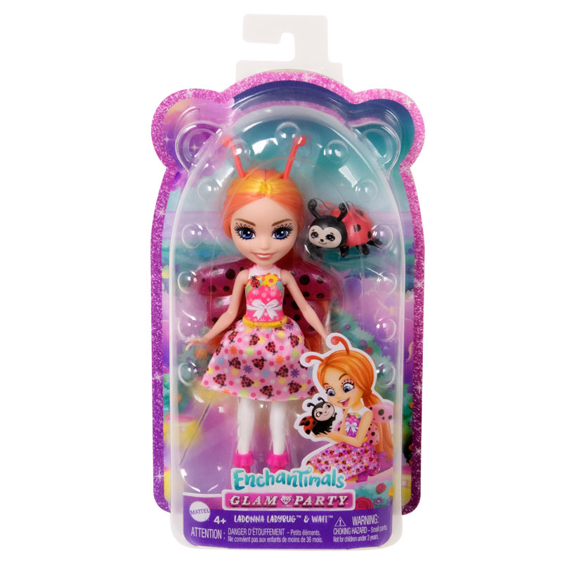 Mattel Enchantimals™ N Glam Party-Κούκλα & Ζωάκι Φιλαράκι-Ladonna Ladybug & Waft