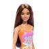 Mattel Barbie Beach Doll Κούκλα Με Πορτοκαλί-Ρόζ Μαγιό & Σχέδια Λουλούδια