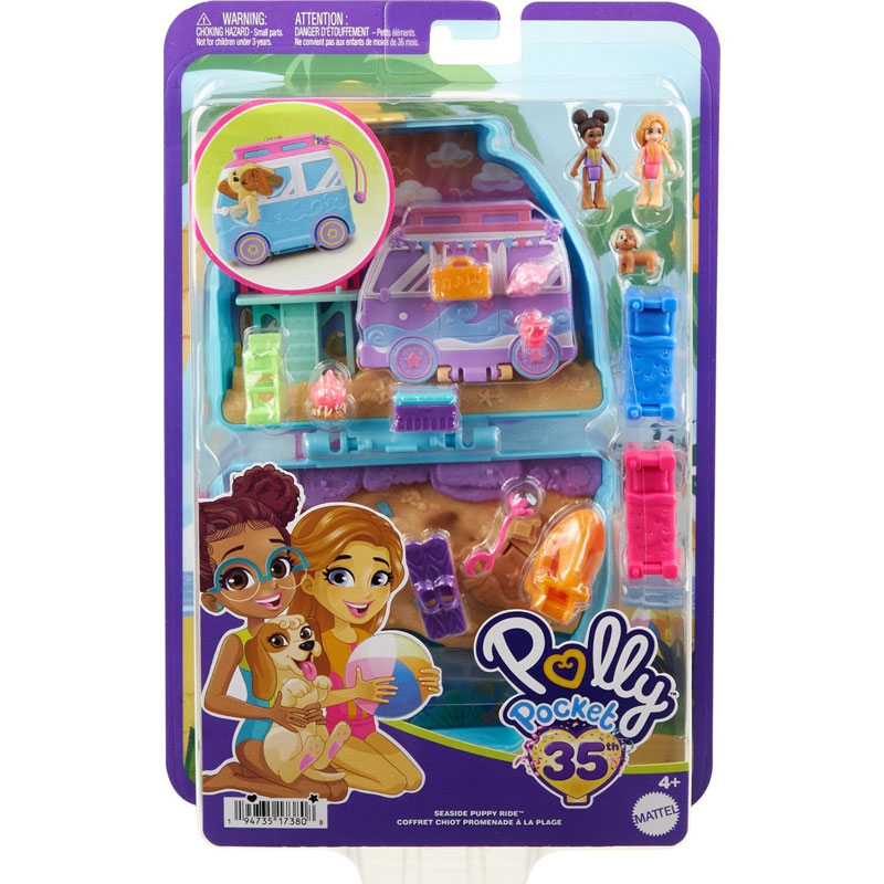 Mattel Polly Pocket Μίνι Ο Κόσμος της Polly Σετ Seaside Puppy Ride Compact