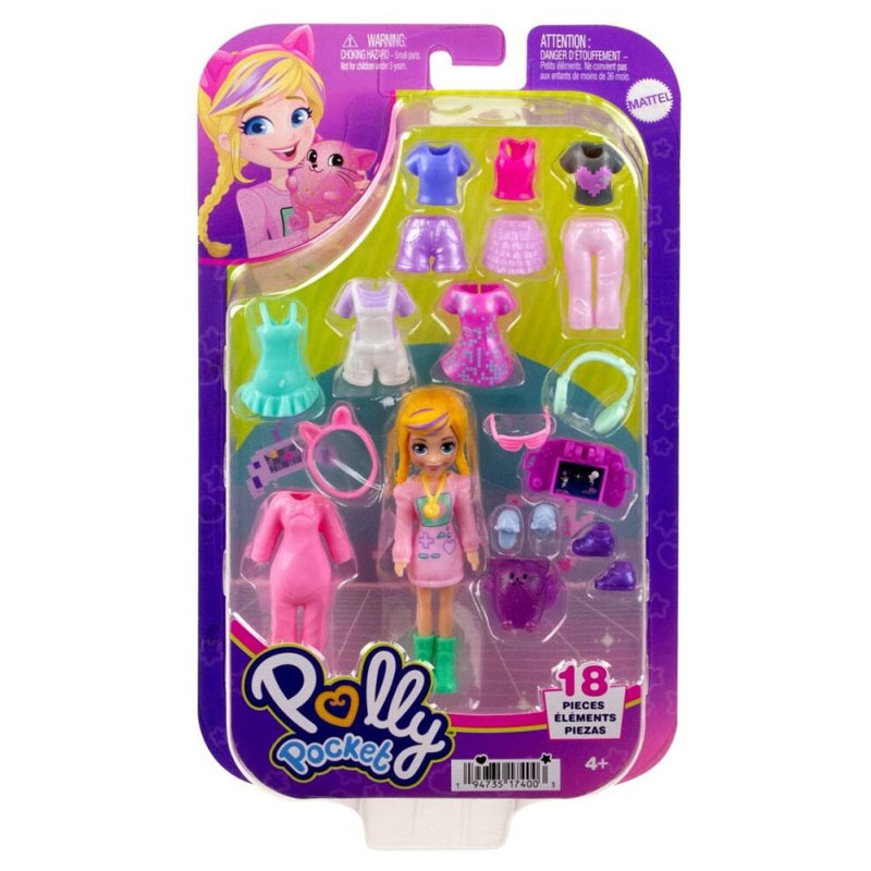 Mattel Polly Pocket G - Νέα Κούκλα με μόδες μεσαίο pack Gaming