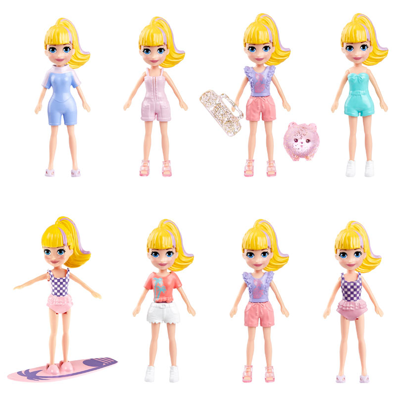 Mattel Polly Pocket - Νέες Κούκλες με μόδες μεγάλο pack Surf Sunset Fashion Pack