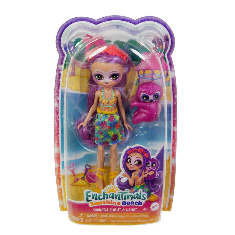 Mattel Enchantimals™ N Glam Party-Κούκλα & Ζωάκι Φιλαράκι-Sabindra Sloth & Hang