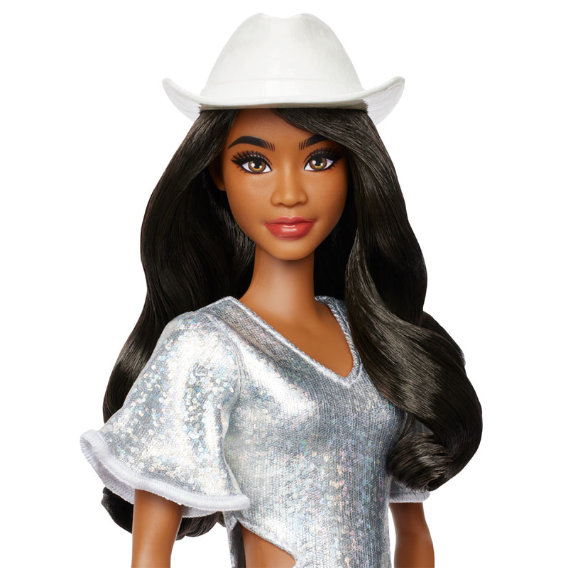 Mattel Barbie Fashionistas Doll A Sparkly Silver Dress #239
