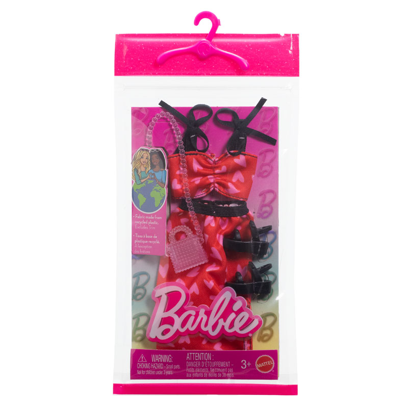 Mattel Barbie Βραδινά Σύνολα Φούστα Και Μπλούζα Με Καρδιές με αξεσουάρ