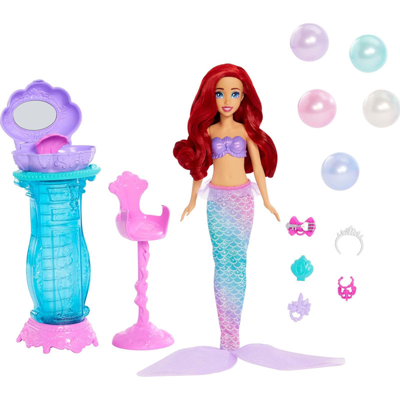 Mattel Disney Princess Ariel Vanity Pop Mermaid Fashion Doll με κοχύλι έκπληξη JBF86