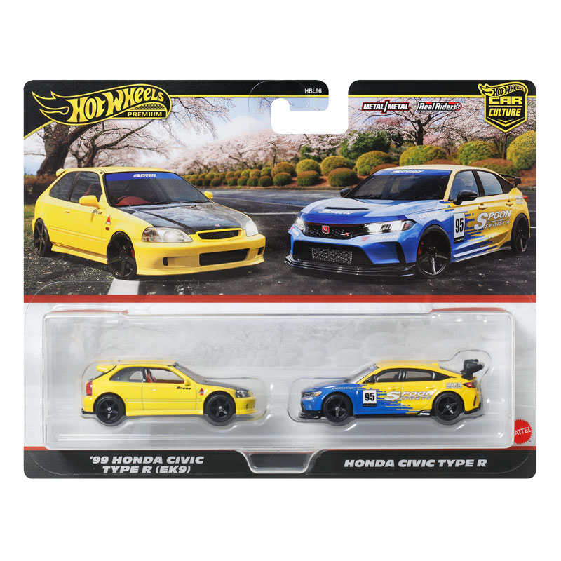 Mattel Hot Wheels Premium Αυτοκινητάκια Σετ R - '99 Honda Civic Type-R (EK9) & Honda Civic Type-R