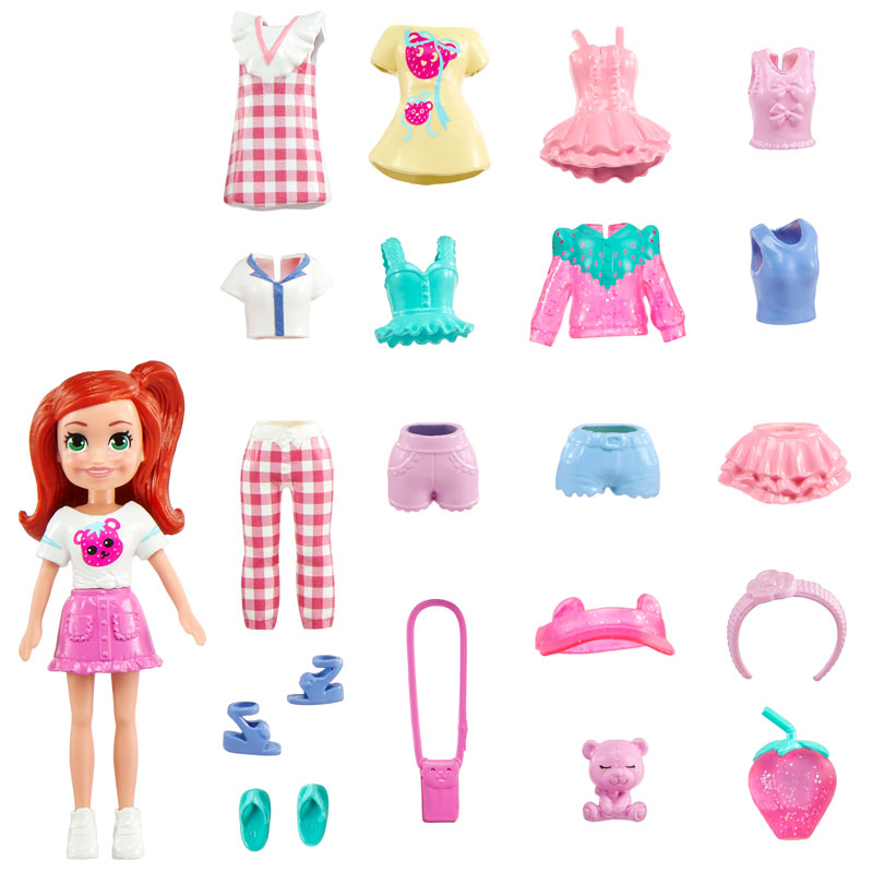 Mattel Polly Pocket F - Νέα Κούκλα με μόδες μεσαίο pack Stawberry Fashion