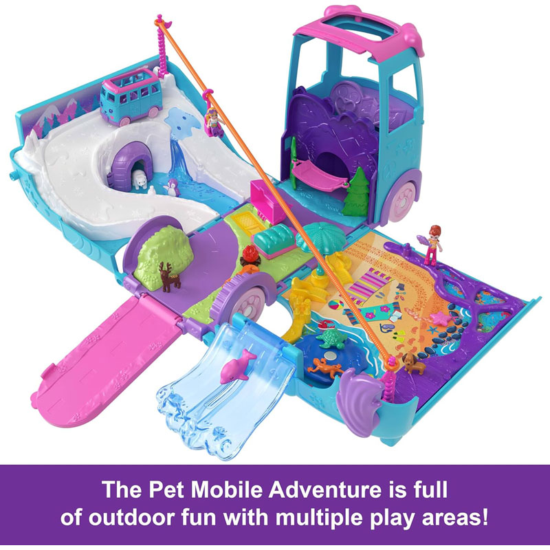 Mattel Polly Pocket Pet Mobile Adventure - Τροχόσπιτο με ζωάκια JCC22