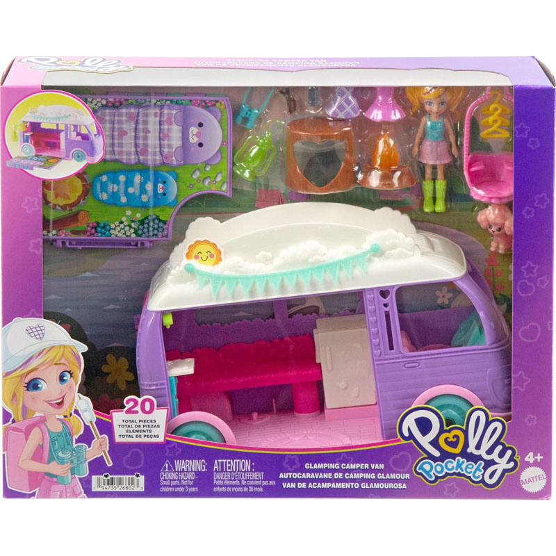 Mattel Polly Pocket Glamping Camper Van - Τροχόσπιτο JCC32