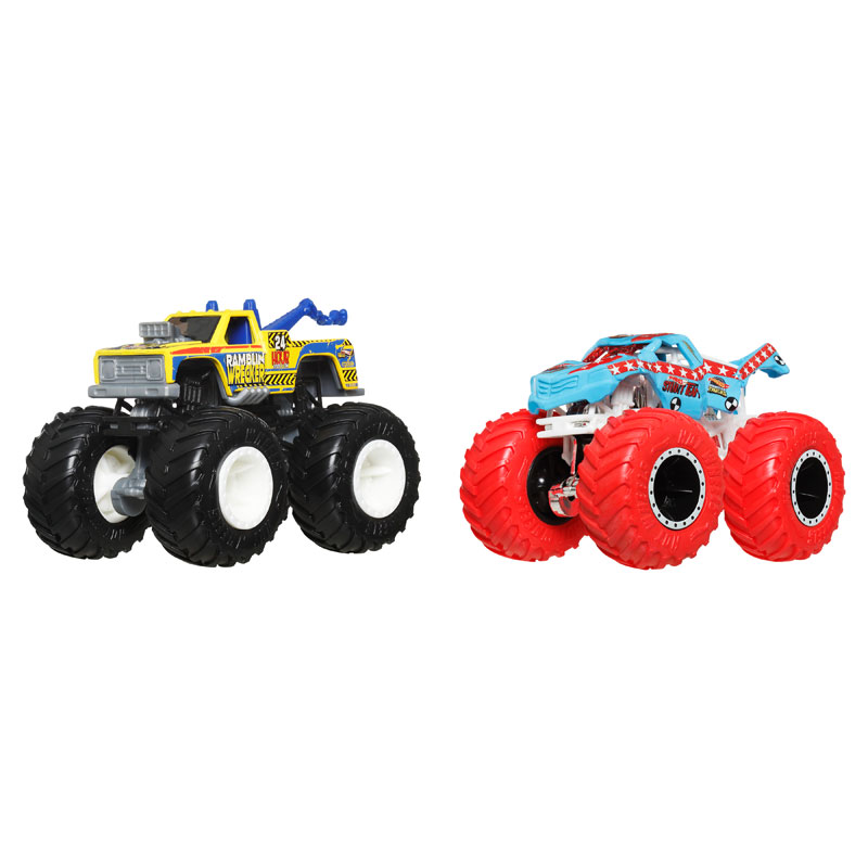 Mattel Hot Wheels Monster Trucks HW Demolition Doubles-Ramblin' Wrecker vs Totaled
