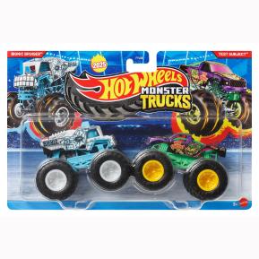 Mattel Hot Wheels Monster Trucks HW Demolition Doubles-Bionic Bruiser vs Test Subject JCC68