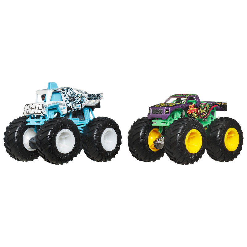Mattel Hot Wheels Monster Trucks HW Demolition Doubles-Bionic Bruiser vs Test Subject JCC68
