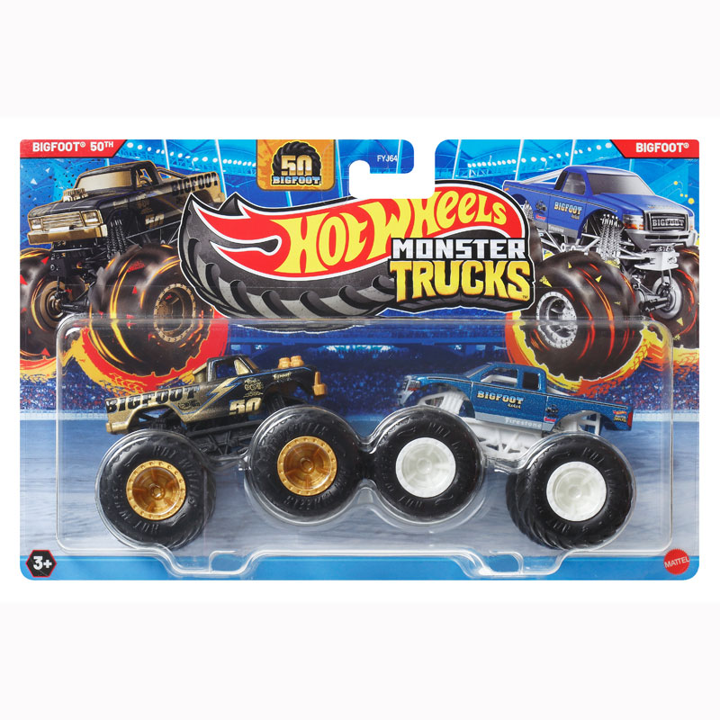 Mattel Hot Wheels Monster Trucks HW Demolition Doubles- Bigfoot 50th vs Bigfoot