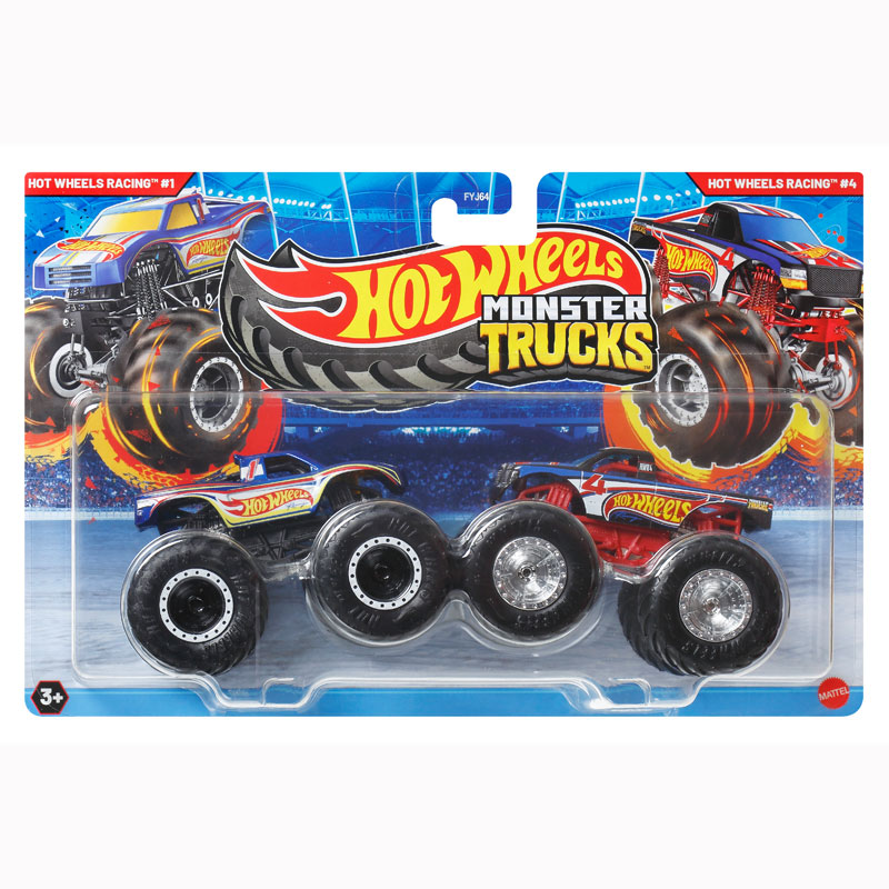 Mattel Hot Wheels Monster Trucks HW Demolition Doubles-Hot Wheels Racing#1 vs Hot Wheels Racing#4