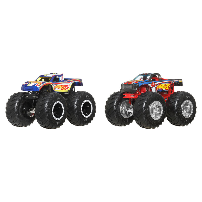 Mattel Hot Wheels Monster Trucks HW Demolition Doubles-Hot Wheels Racing#1 vs Hot Wheels Racing#4