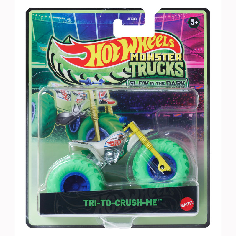 Mattel Hot Wheels Οχήματα Monster Trucks Glow In The Dark - Tri-To-Crush-Me JFX08