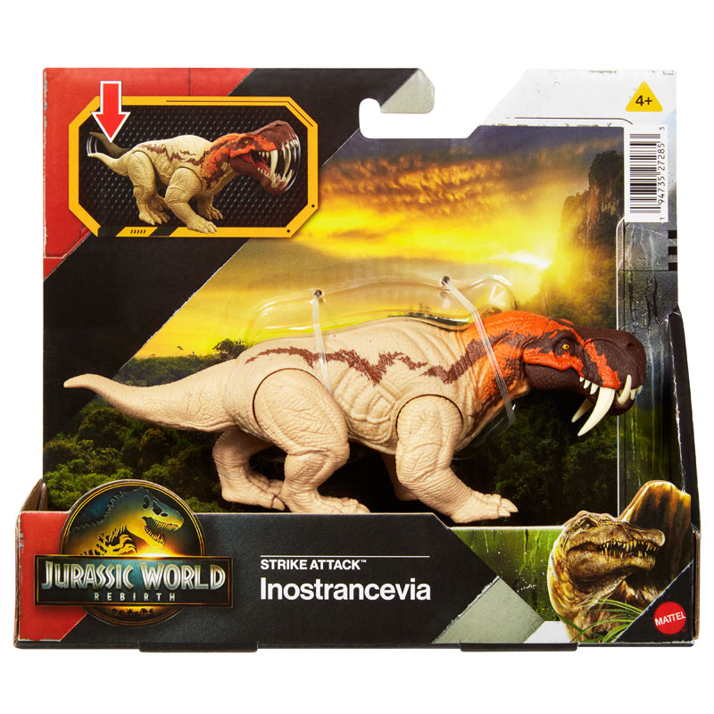 Mattel Jurassic World Rebirth Strike Attack Νέος Δεινόσαυρος με σπαστά μέλη Inostrancevia