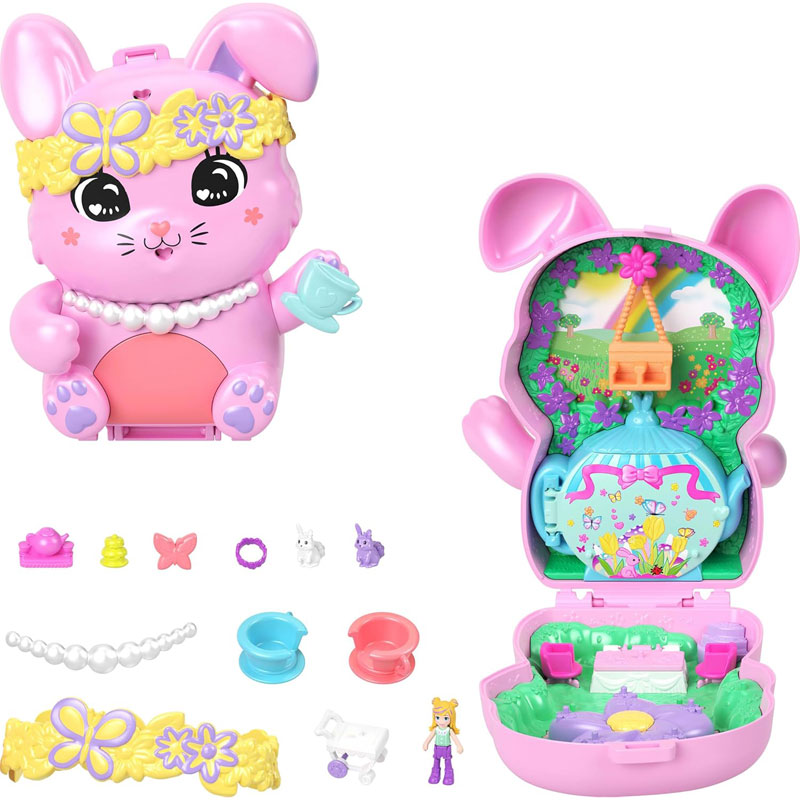 Mattel Polly Pocket and Adventures Compact Play Set Ο κόσμος της Polly Tea Party Bunny Compact