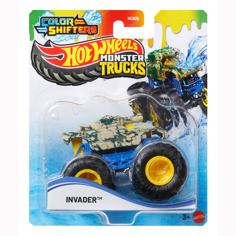 Mattel Hot Wheels Οχήματα Monster Trucks Χρωμοκεραυνοί Invader