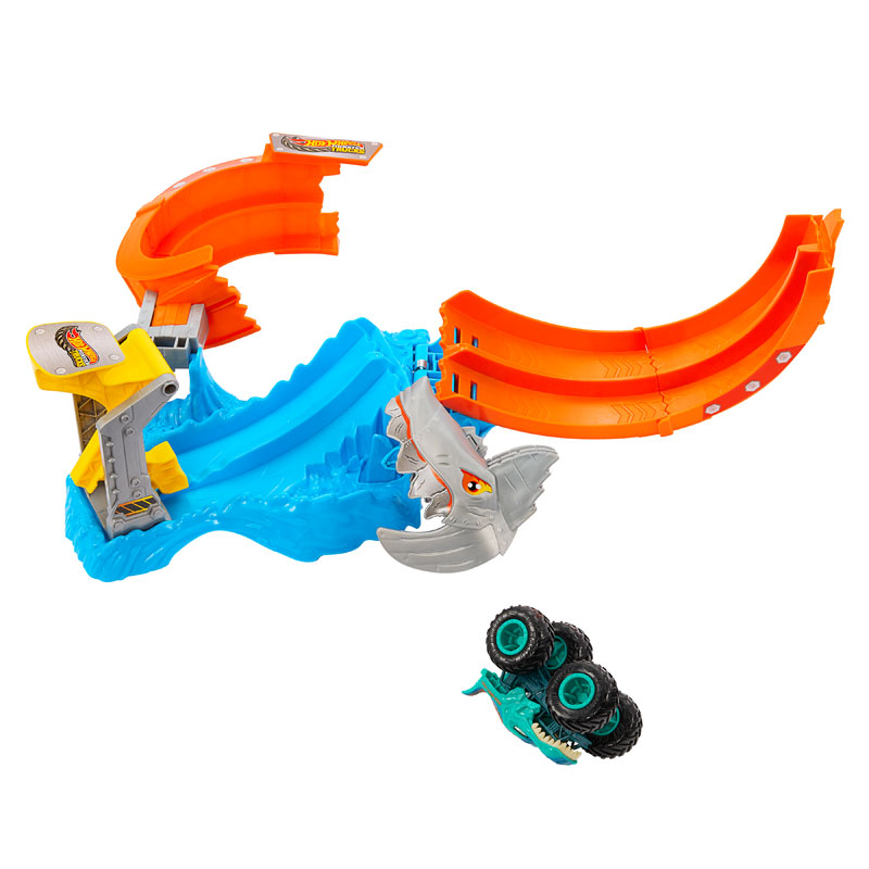 Mattel Hot Wheels Monster Trucks Πίστα Λουπ Με Καρχαρία JFR08