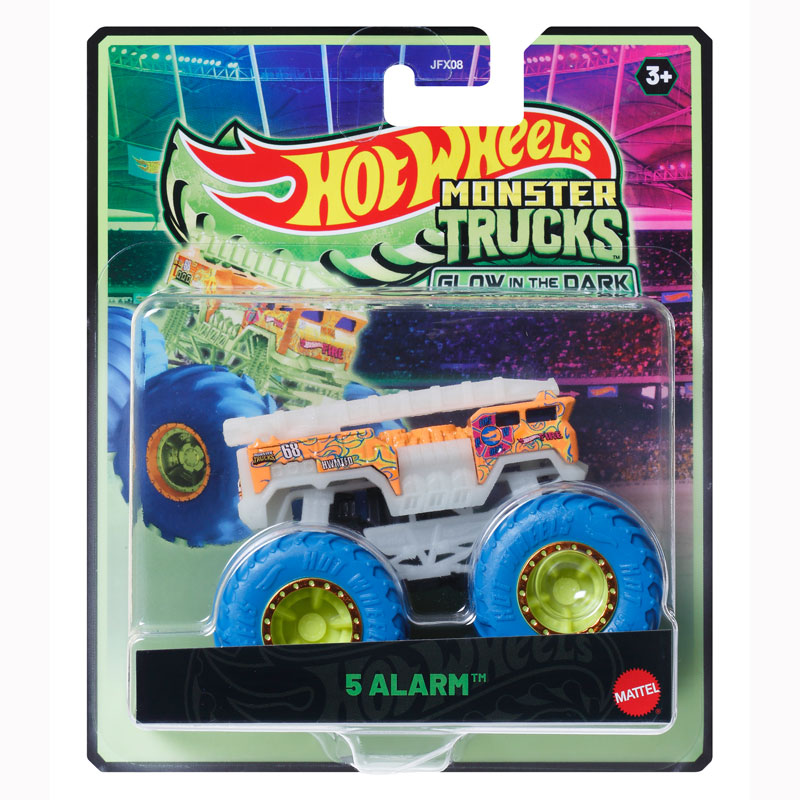 Mattel Hot Wheels Οχήματα Monster Trucks Glow In The Dark - 5 Alarm JFX08