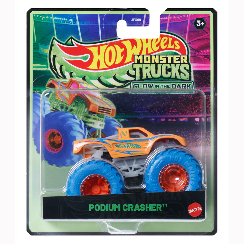 Mattel Hot Wheels Οχήματα Monster Trucks Glow In The Dark - Podium Crasher JFX08