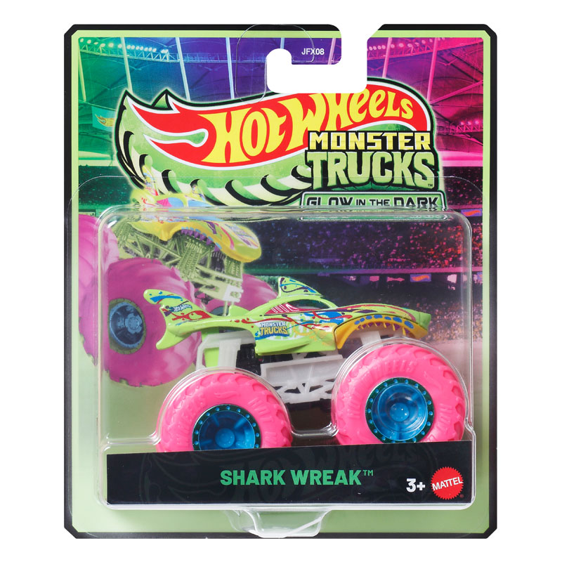 Mattel Hot Wheels Οχήματα Monster Trucks Glow In The Dark - Shark Wreak