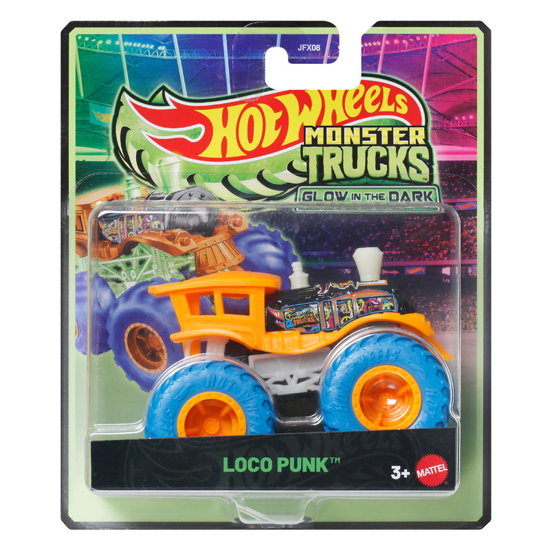 Mattel Hot Wheels Οχήματα Monster Trucks Glow In The Dark - Loco Punk