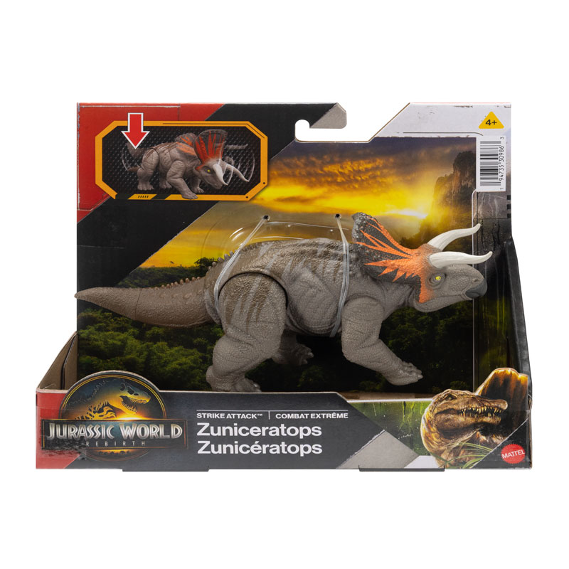 Mattel Jurassic World Rebirth Strike Attack B Νέος Δεινόσαυρος με σπαστά μέλη Zuniceratops