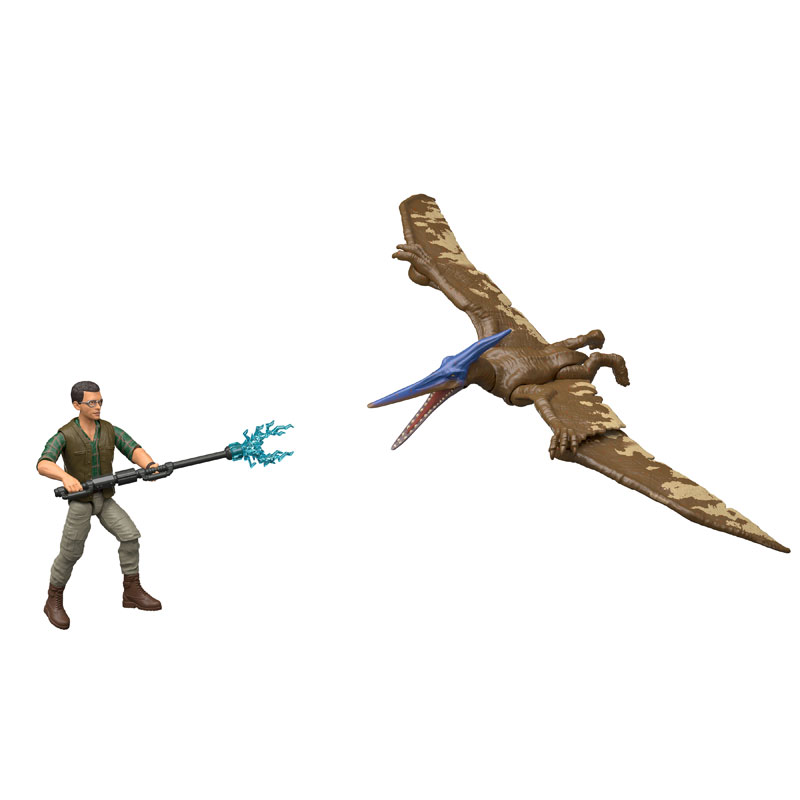 Mattel Jurassic World Rebirth Φιγούρες Δεινοσαύρων με Φιγούρα-Dr.Henry Loomis & Pteranodon JGB83