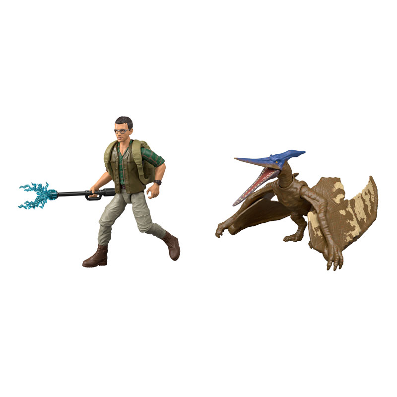 Mattel Jurassic World Rebirth Φιγούρες Δεινοσαύρων με Φιγούρα-Dr.Henry Loomis & Pteranodon JGB83