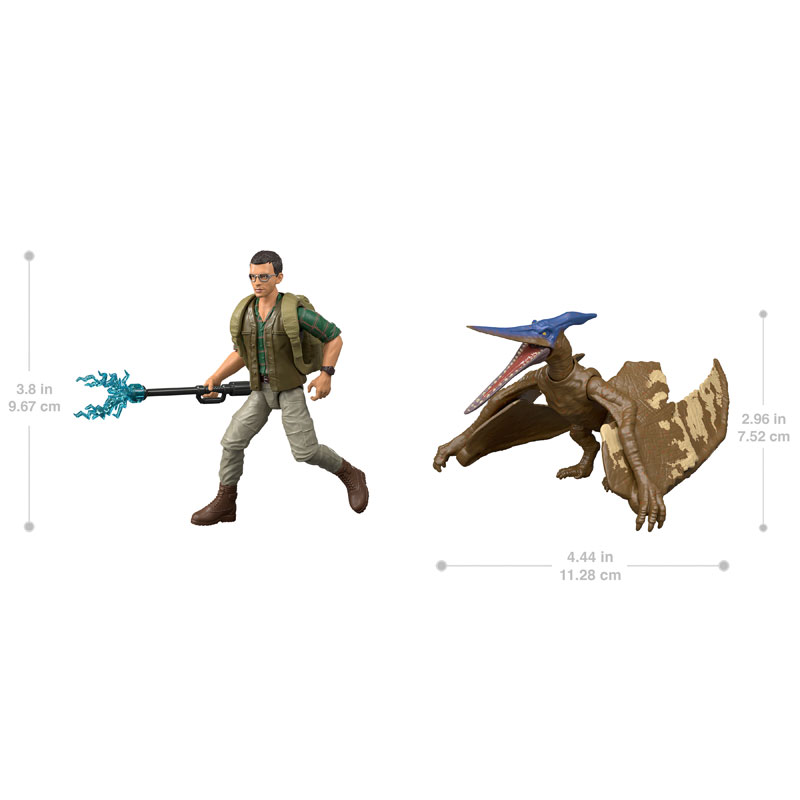 Mattel Jurassic World Rebirth Φιγούρες Δεινοσαύρων με Φιγούρα-Dr.Henry Loomis & Pteranodon JGB83