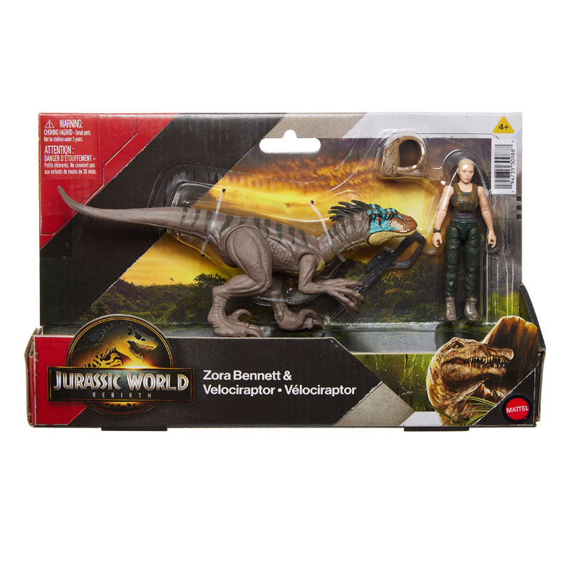 Mattel Jurassic World Rebirth Φιγούρες Δεινοσαύρων με Φιγούρα-Zorra Bennett & Velociraptor JGB84