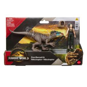Mattel Jurassic World Rebirth Φιγούρες Δεινοσαύρων με Φιγούρα-Zorra Bennett & Velociraptor JGB84