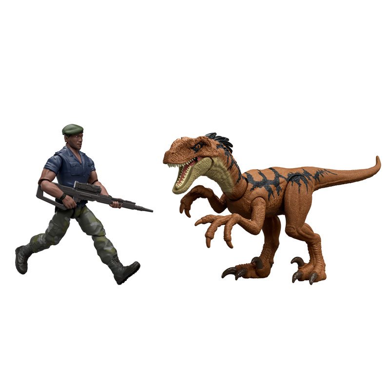 Mattel Jurassic World Rebirth B Φιγούρα Δεινοσαύρου με Φιγούρα-Duncan Kincaid & Velociraptor