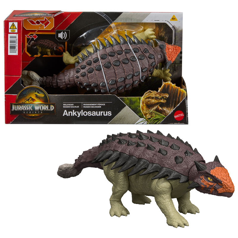 Λαμπάδα Mattel Jurassic World Rebirth Wild Roar B Δεινόσαυρος με κινούμενα μέλη & ήχους Ankylosaurus