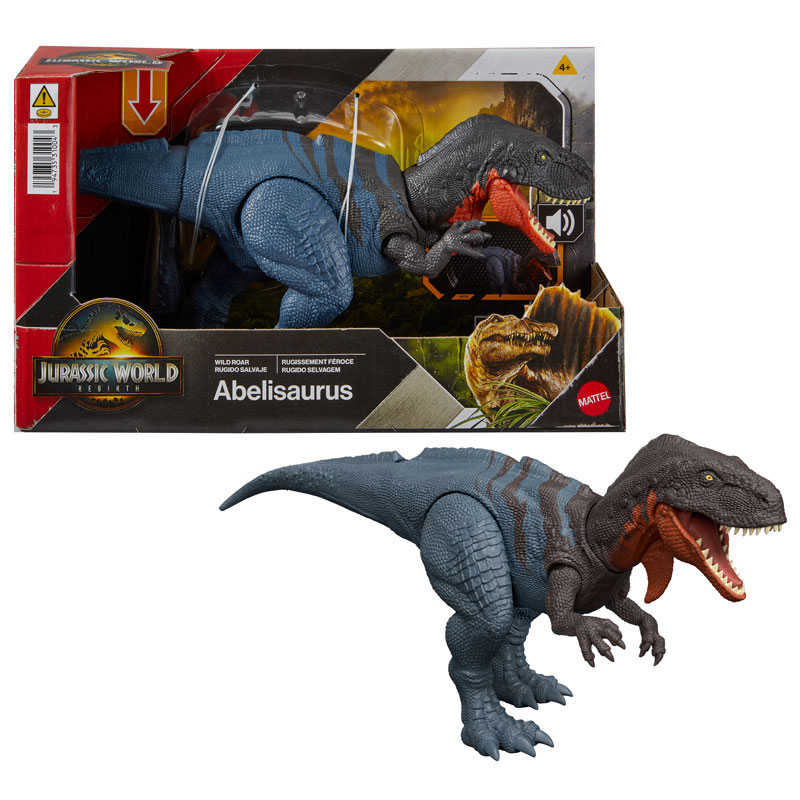 Λαμπάδα Mattel Jurassic World Rebirth Wild Roar B Δεινόσαυρος με κινούμενα μέλη & ήχους Abelisaurus