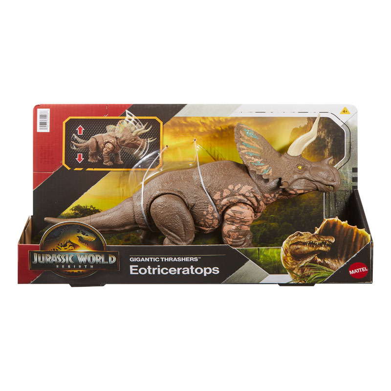 Mattel Jurassic World Rebirth Gigantic Thrashers Νέος Δεινόσαυρος με κινούμενα μέλη Eotriceratops