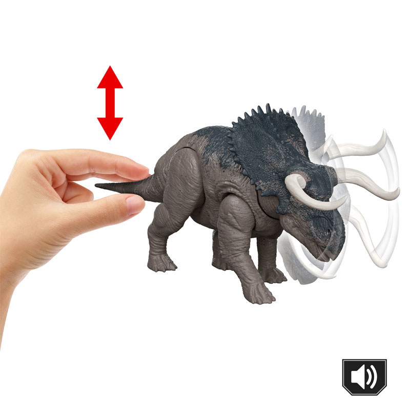 Mattel Jurassic World Rebirth Wild Roar Νέος Δεινόσαυρος με κινούμενα μέλη & ήχους Nasutoceratops